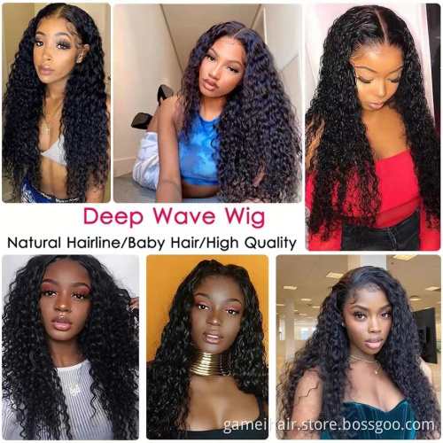 Wholesale 13*4" 4*4" Deep Wave Hd Lace Frontal Closure Wig Vendor Natural Virgin Brazilian Human Hair Transparent Lace Wig
